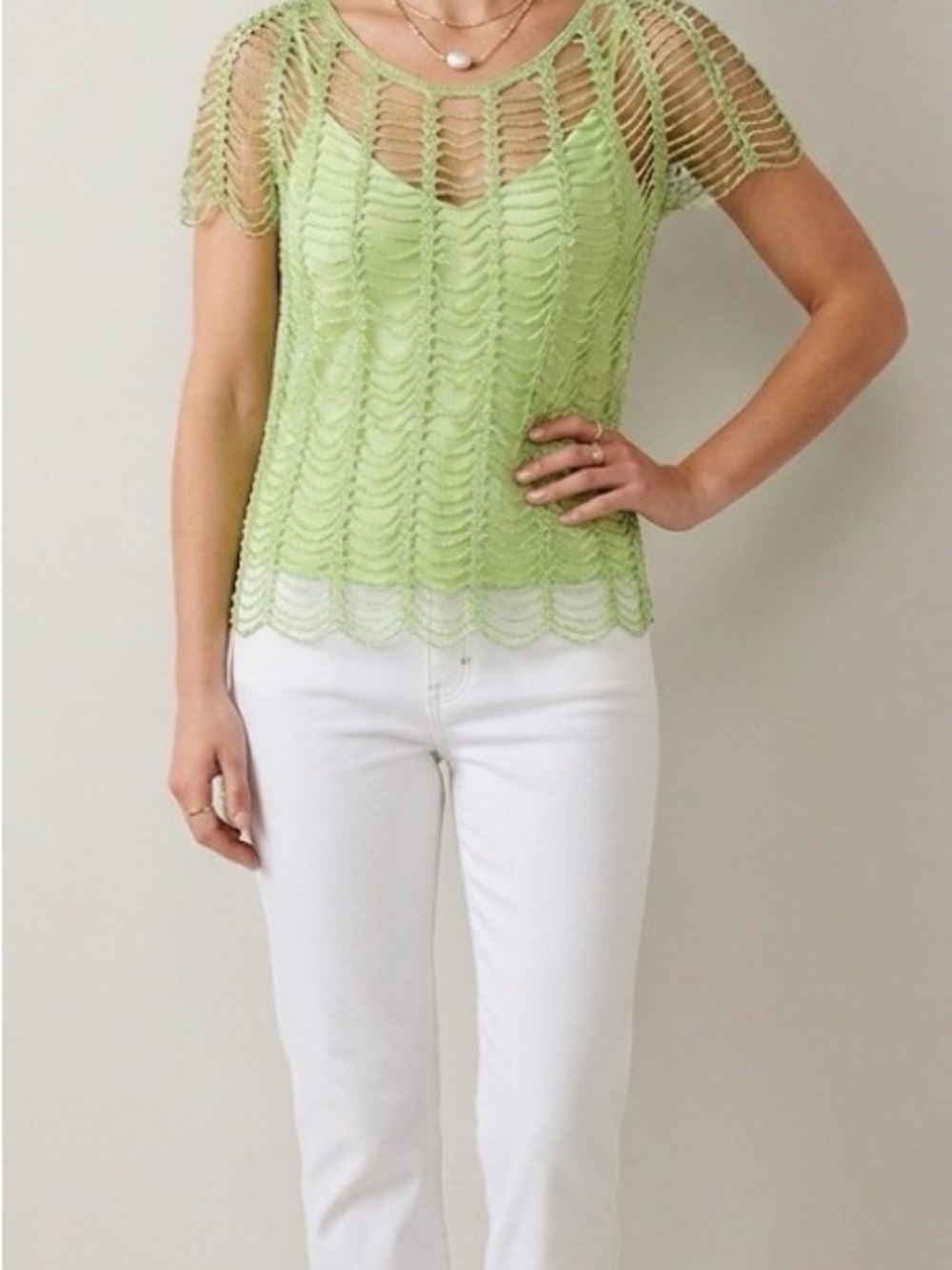 Handmade Lime Green Crochet Top Size Small